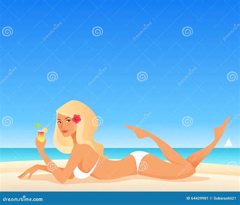 Beautiful Girl In Bikini On The Beach Stock Vector Illustration Of Bikini Swimsuit 64429981