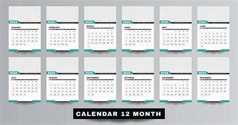 12 Month Calendar 2024 Template Vector Premiumtemplate Template Download On Pngtree