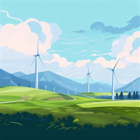 Premium Ai Image Ecological Electricity Turbine Wind Nature Windmill