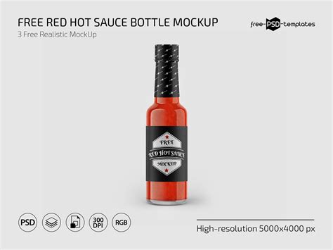 Free Red Hot Sauce Bottle Mockup Behance