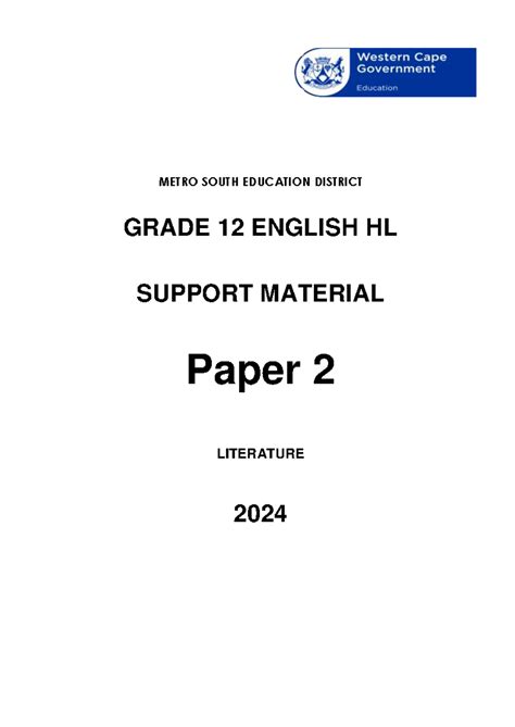 English Home Language Paper 2 Exemplar Thutong 3
