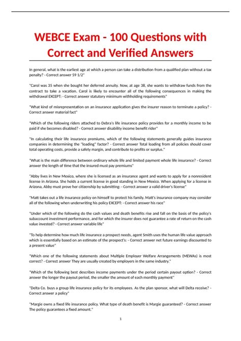 Webce Exam Questions With Correct Answers Package Stuvia Us