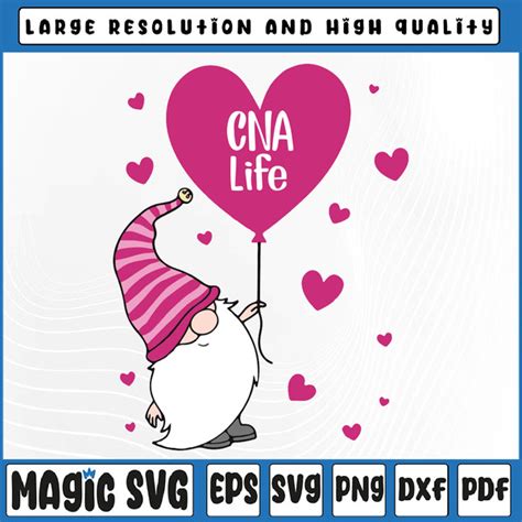 Cna Life Valentine Gnome Svg Nurse Valentines Day Svg Vale Inspire Uplift