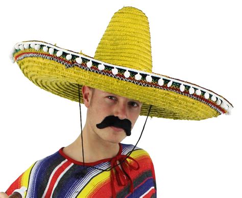 large sombrero yellow mens ladies mexican fancy dress accessory hat