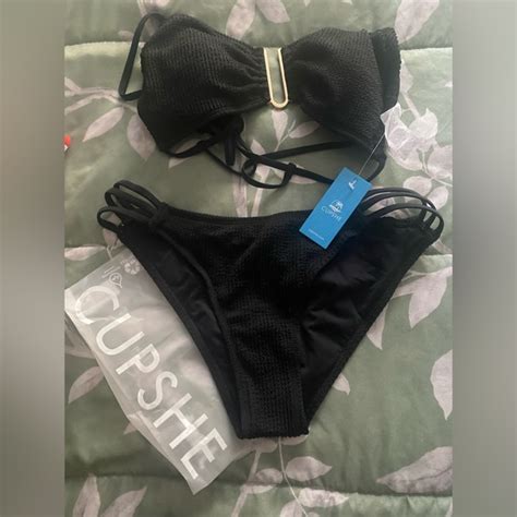 Cupshe Swim New Black Piece Bikini With Gold Hardware Poshmark
