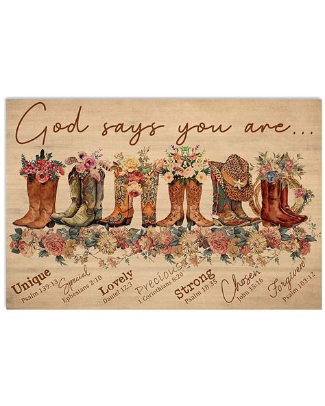 Metal Tin Signs Ec Cowgirl Boots God Says You Are Flower Unique