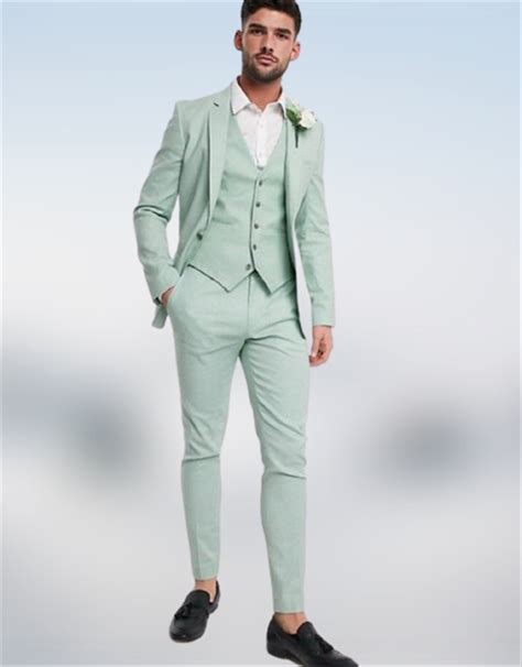 Mint Green Men Piece Suit Dinner Prom Party Groom Tuxedos Wedding Suits