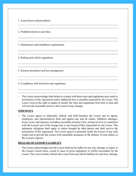 Free Simple Storage Rental Agreement Template Word Docsample Self