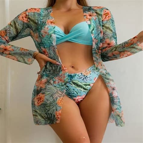 Intiflower 2023 Multicolor Wholesale Sexy Swimwear 3 Piece Bikini Set Swimsuit With Cover UPS