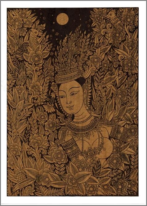 Thai Traditional Art Of Kinnaree By Printing On Sepia Paper Etsy