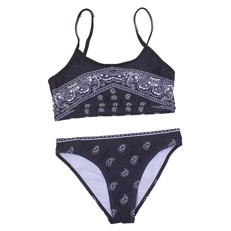 LYMAYTER 7 14 Years Girls Bikini Swimsuits Outfit Hawaiian Split Swimwear Set 2PCS Youth Summer