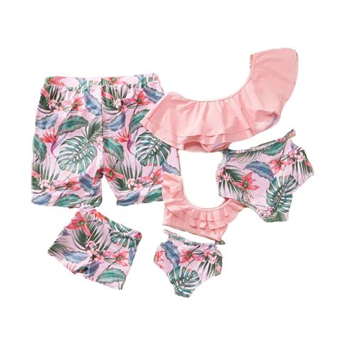 Familie Passende Bade Bekleidung Zweiteilige Bikini Set Neueste Bedruckte R Schen Mutter Papa