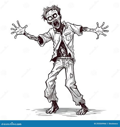 Detailed Comic Art: Exuberant Full Body Zombie Illustration Stock ...