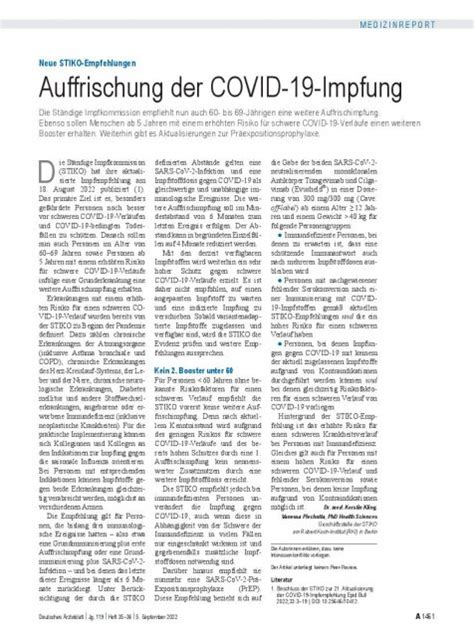 Neue STIKO Empfehlungen Auffrischung Der COVID 19 Impfung