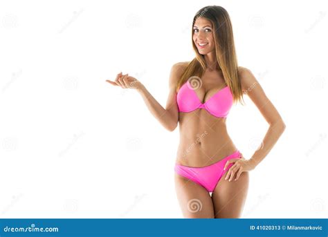 Muchacha Atractiva En Un Bikini Imagen De Archivo Imagen De Placa Atractivo