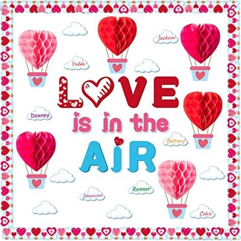 Amazon Beyumi Pcs Love Is In The Air Bulletin Board Decoration Set Heart Hot Air Balloons