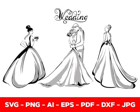 Wedding Couple Silhouette Svg Wedding Bride And Groomwedding Etsy