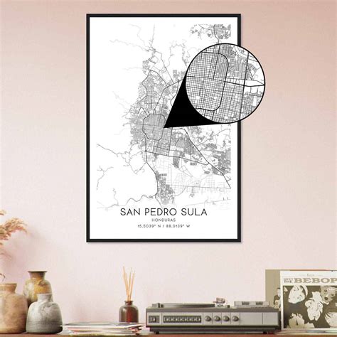 San Pedro Sula Honduras Map Poster, San Pedro Sula City Road Wall Art Print - Custom Maps & Posters