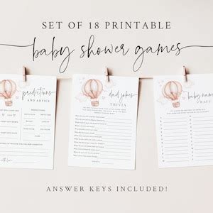 Pink Hot Air Balloon Baby Shower Game Bundle Set Of Games Adventure Awaits Girl Baby