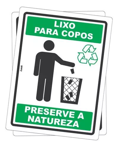 Placas Sinaliza O Lixo Para Copos Descart Vel Recicl Vel