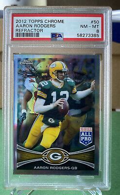 2012 TOPPS CHROME 50 AARON RODGERS GREEN BAY PACKERS PSA 8 NM MINT