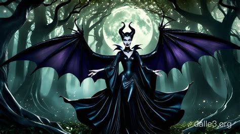 Enchanting Moonlit Fairy Forest With Young Maleficent Dalle3 Ai