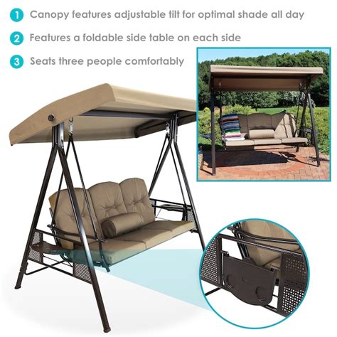 Sunnydaze Decor 3 Person Brown Steel Outdoor Swing Lr 819 At