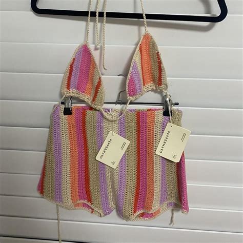 PEPPERMAYO Crochet Bikini And Shorts Set Size S M Depop