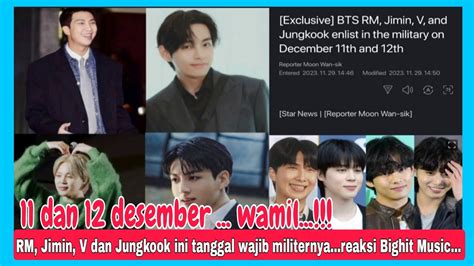 Rm Jimin V Dan Jungkook Bts Tanggal Desember Berangkat Wajib