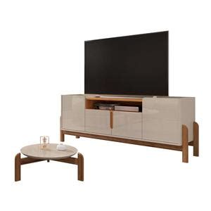 Jogo De Mesa De Centro E Rack Ashe Off White Cedro Leroy Merlin