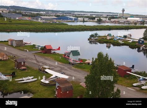 Aerial Of Lake Hood Anchorage Alaska Stock Photo Alamy