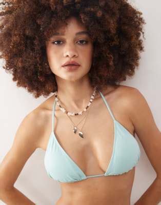 Monki Mix And Match Top Bikini A Triangolo Color Blu Turchese Con Laccetti Asos