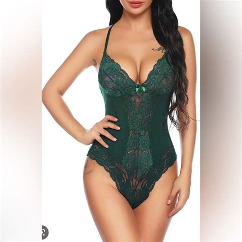 Genhoo Intimates Sleepwear Genhoo Women Snap Crotch Lingerie Lace Bodysuit Teddy Poshmark