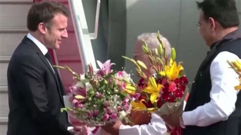 Republic Day 2024 French President Emmanuel Macron Arrives In Jaipur