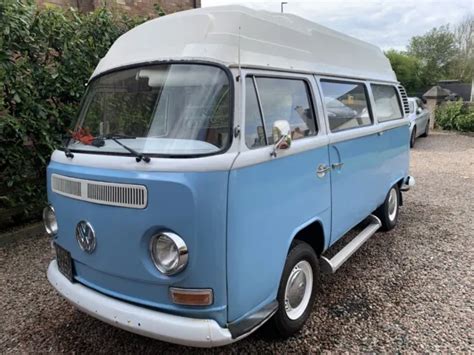 Volkswagen Vw T2 Classic Camper Van High Top Blue And White Year