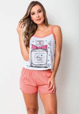 Baby Doll Feminino Gabi Lingerie Estampado Malha Alcinha Short Verão Pijama Curto Coral Compre