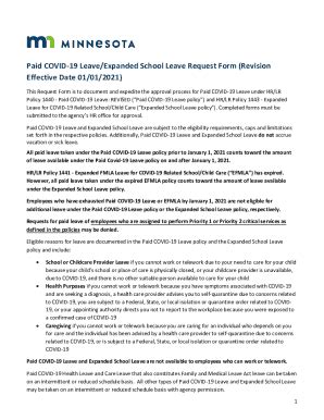 Fillable Online Paid COVID 19 Leave Expanded School Leave Request Form