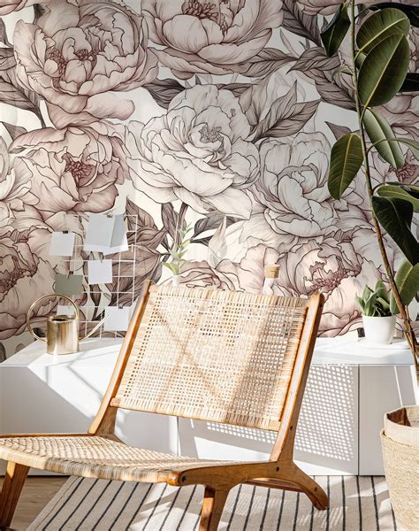 black and white floral peel and stick wallpaper 1
