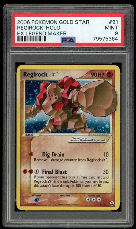 Pok Mon Gold Star Regirock Ex Legend Maker Holo Psa