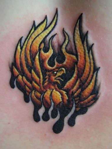 Small phoenix in flames tattoo - Tattooimages.biz