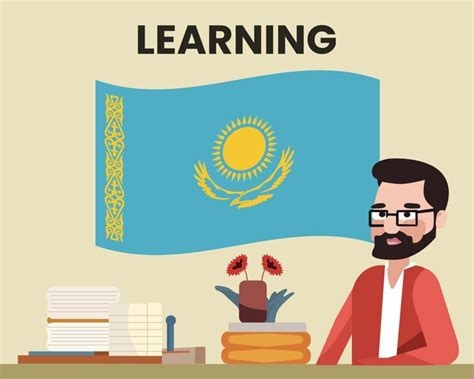 Premium Vector | Kazakhstan flag with a male teacher learning or ...