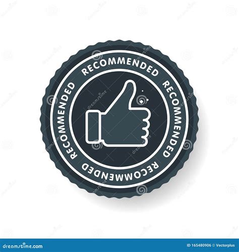 Recommended Icon Line Label Recommended With Thumb Up Sign Brand With