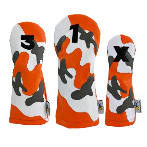 Orange Camo Appliqué Duraleather Headcovers By Sunfish