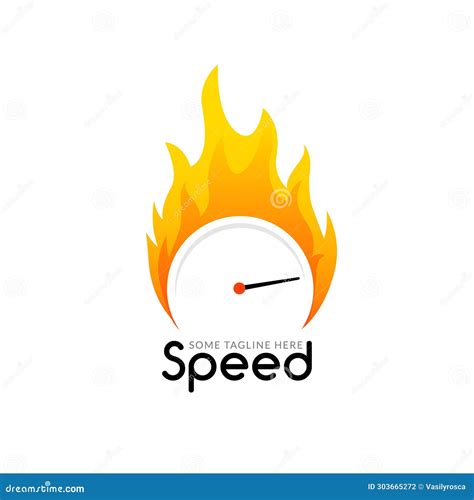 Speedometer Logo With Flame Design Fast Fire Speedometer Design