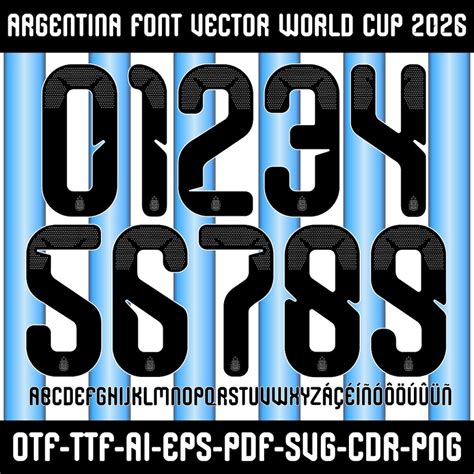 Argentina Jersey Font 2026 World Cup: Football Vector Typeface (digital ...