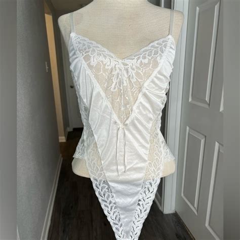 Vintage Intimates Sleepwear Vintage S White Lace Teddy Lingerie Poshmark