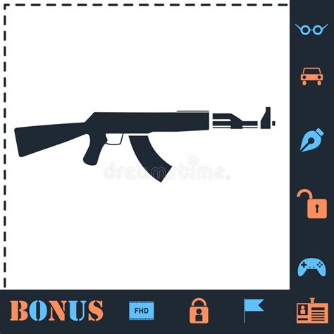 Assault Carbine Icon Flat Stock Vector Illustration Of Automatic 136117270