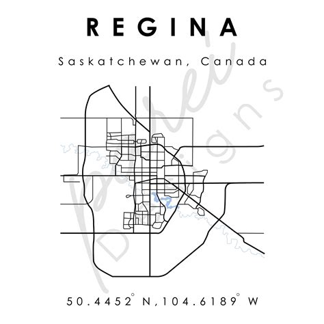 Regina SK Map Regina Saskatchewan Digital Map Minimalistic Digital Map ...