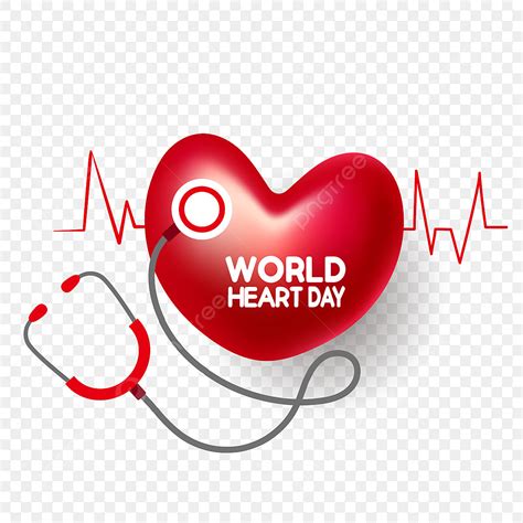 World Heart Day Vector Art PNG Red Love Stethoscope World Heart Day