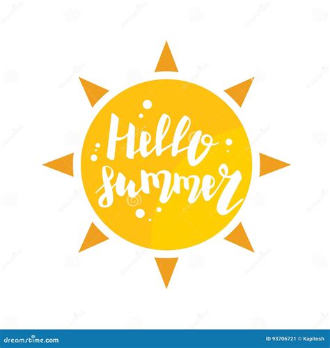 Hello Summer Sun Eco Bio Lettering Text Banner Stock Vector